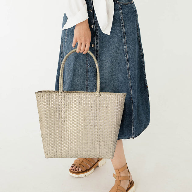 FASHNZFAB Basket Weave Tote Bag Yellow One Size 2