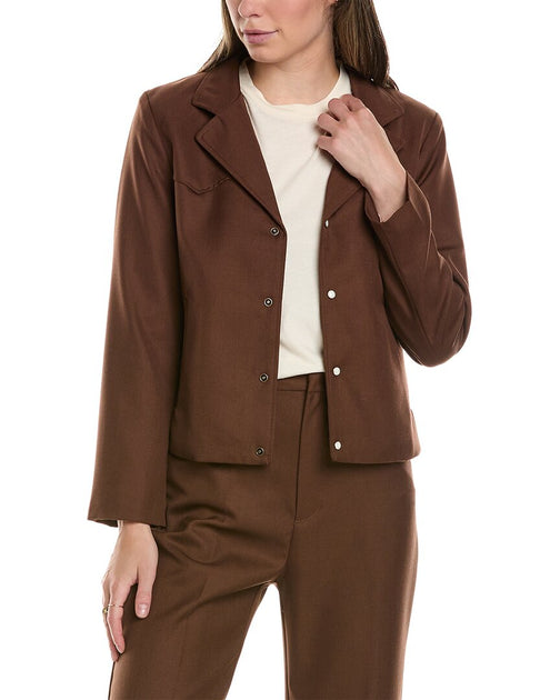 THE GREAT Western Wool-Blend Blazer Brown Small 2