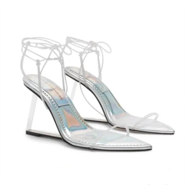 GOOD AMERICAN Cinder-F*cking Rella Wedge Sandal Silver US 8.5 2
