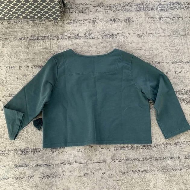 SOMETHING NAVY Tassel Tie Sweatshirt Green Medium 4