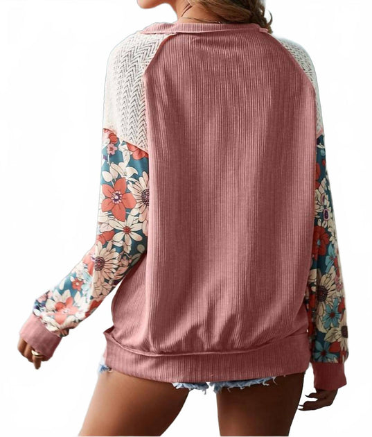 Little Daisy Closet Bluse mit Blumen-Patchwork und Struktur 3