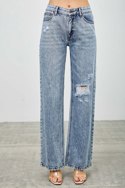 TRUEDAMES Mid Rise Relaxed Straight Jeans Blue US 12 2
