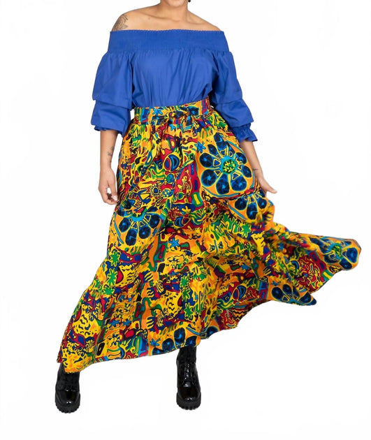 Kara Chic African Print Maxi Skirt Multi One Size 3