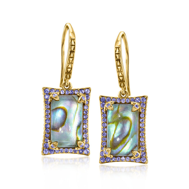 Ross-Simons Abalone Shell Doublet Drop Earrings Blue 2
