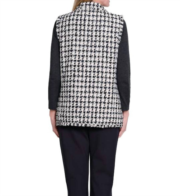 Multiples Lapel Collar Woven Lined Vest Black XL 4