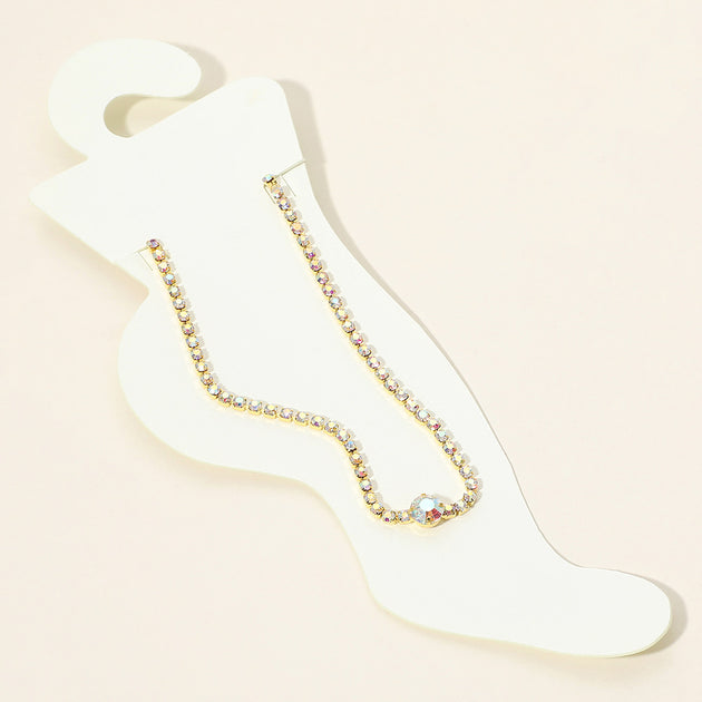 FASHNZFAB Rhinestone Cluster Evening Anklet Gold 3