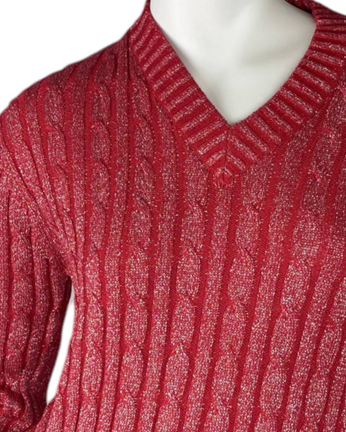 Alashan Cashmere Hazel V-Neck Sweater Red Large 3