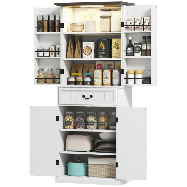 Hivvago LED Kitchen Pantry Cabinet White 3