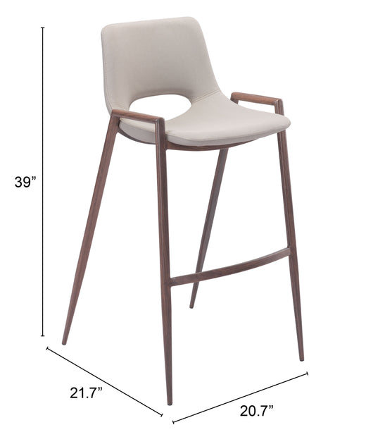 Hivvago Desi Barstool Set of 2 Beige Walnut 4