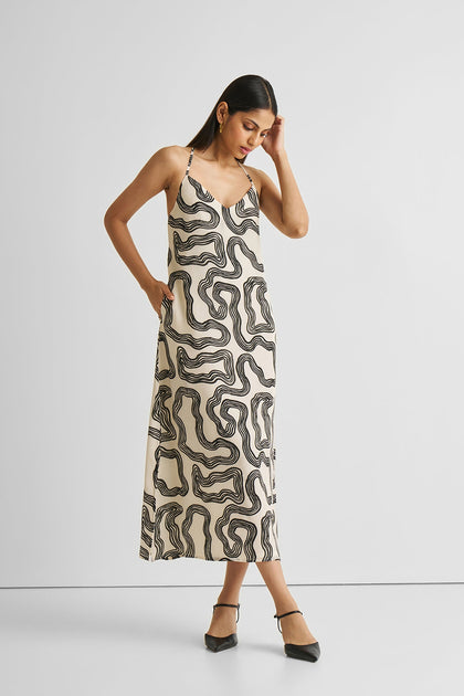 Reistor Midi Slip Dress Beige Large 2
