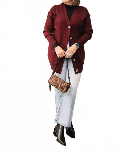 RD Style Long V-Neck Cardigan Red XSmall 3