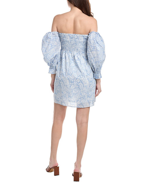Serenette Smocked Mini Dress Blue Small 3