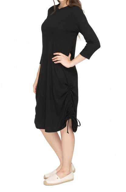 KMW Rib Ruched Dress Black XSmall 4
