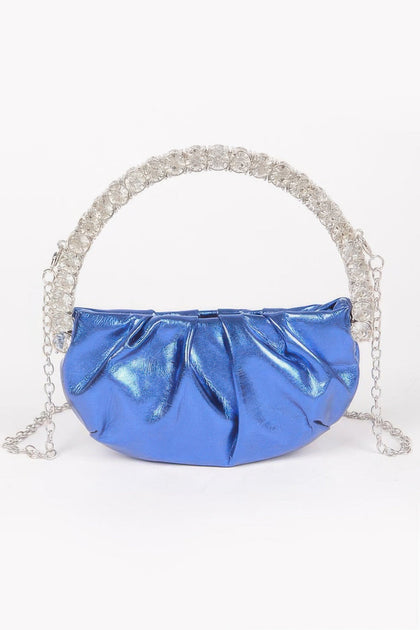 FASHNZFAB Metallic Stone Handle Crossbody Bag Orange One Size 2