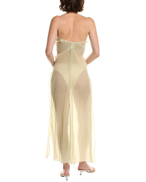 & Rouge Pleated Maxi Dress Yellow Medium 3