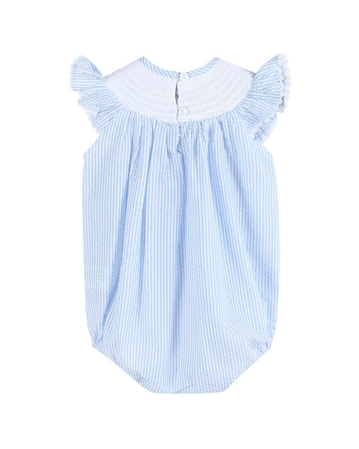 Lil Cactus Seersucker Easter Bunny Smocked Flutter Romper Blue 9-12 Months 3