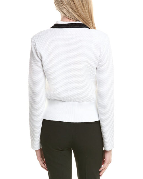 St. John Punto Riso Knit Jacket White Small 3