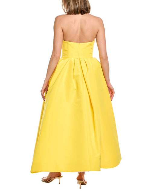 Carolina Herrera Einfarbiges Seiden-Midikleid Gelb US 12 3