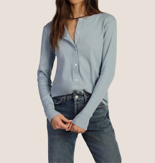 Dylan Rowan Rib Cardigan Blue Small 2
