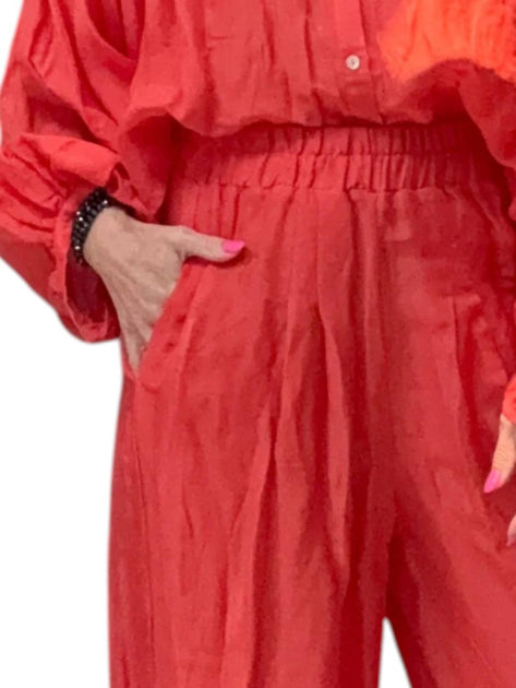 Pearl Callisto Linen Pants Red S/M 3