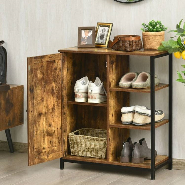Hivvago Sideboard Cabinet Black Brown 4