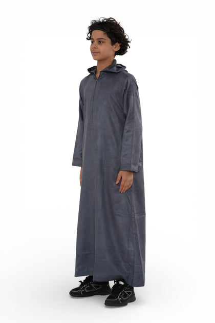 K-HM12 Boys Hooded Thobe Grey 13 Years 4