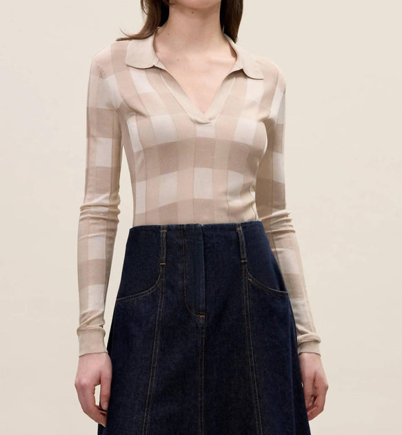 Rebecca Taylor Sheer Gingham Sweater Beige XSmall 2