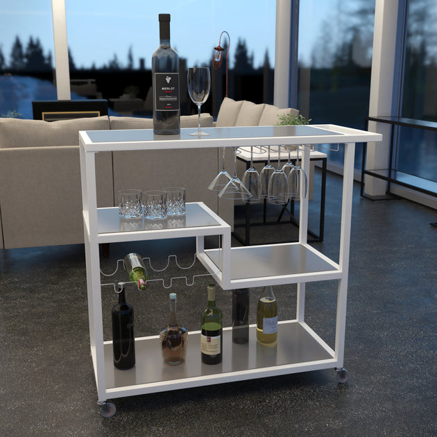 SEI Zephs Bar Cart White 2