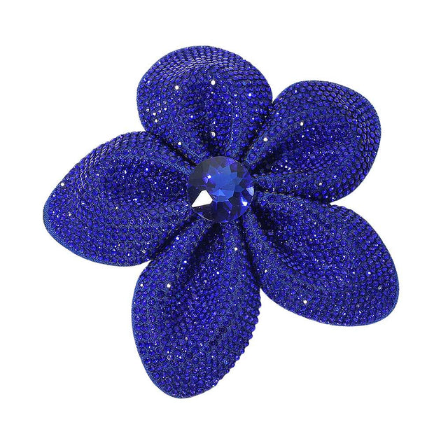 FASHNZFAB Flower Pin Brooch Alligator Snap Hair Clip Blue 3