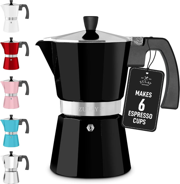 Zulay Kitchen Moka Pot Stovetop Coffee Maker 6 Cups Blue 2