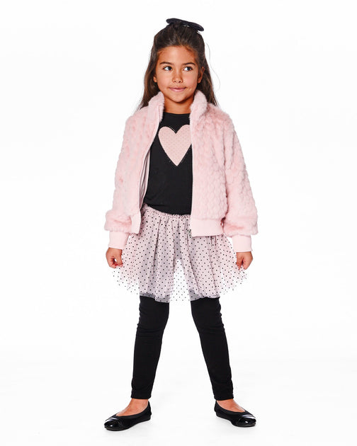 Deux par Deux Leggings with Tulle Skirt Pink/Black 2T 3