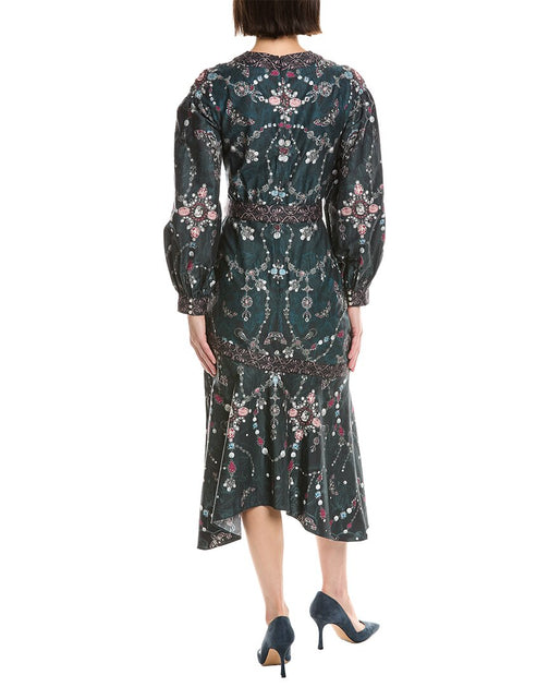 Marchesa Notte Printed V-Neck Midi Dress Multi US 8 3