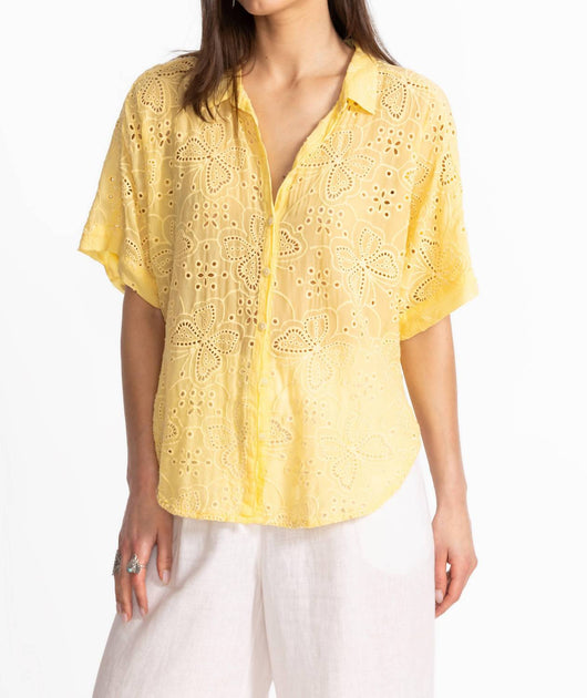 Johnny Was Audrey Short Sleeve Shirt Yellow XS 2