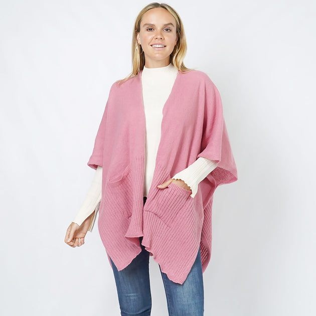 TRUEDAMES Knit Vest Poncho Pink One Size 4