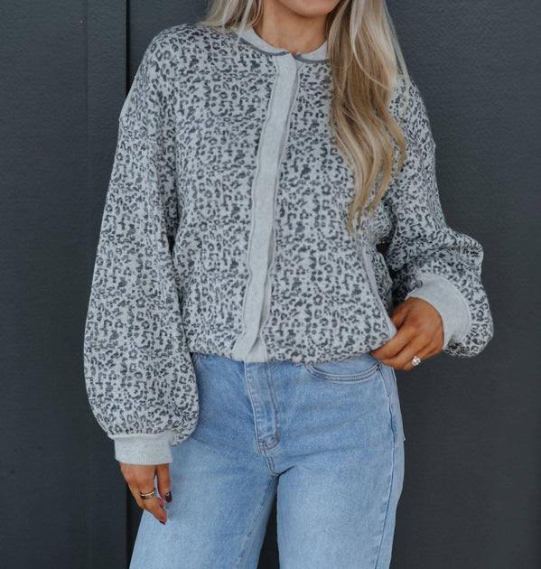 By Together Cheetah Print Cardigan Blue Medium 2