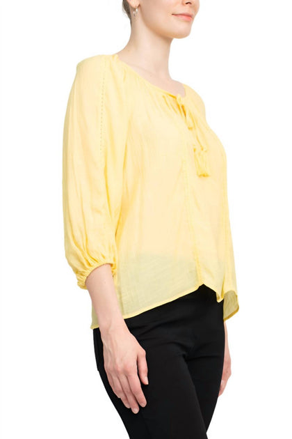 Zac & Rachel Solid Crepe Chiffon Top Yellow Small 4