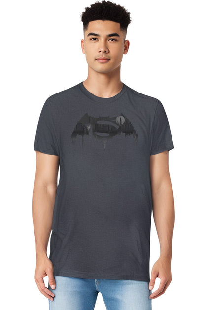 Gildan Batman V Superman Cityscape Logo T-Shirt Grey Small 4