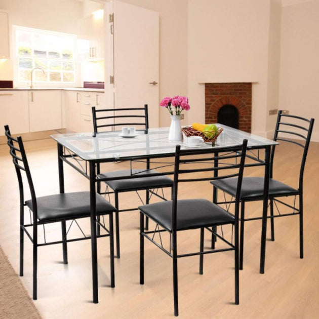 Hivvago 5 Piece Dining Set Black 3