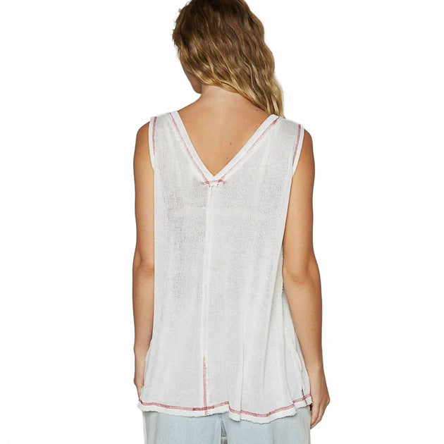 POL Front Pocket Knit Tank Top Off-White Large 3