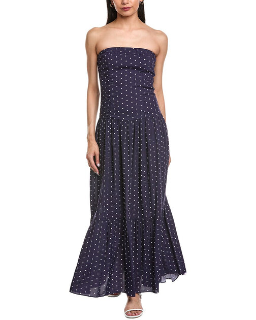 Garrie B Drop-Waist Maxi Dress Navy/White Large 2
