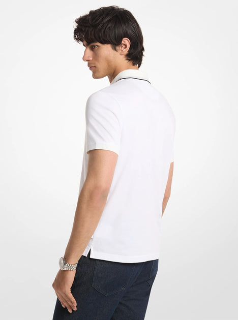 Michael Kors Logo Trim Cotton Jersey Polo Shirt Multi Small 4