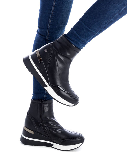 XTI Women's Wedge Sport Booties Black US 8 3