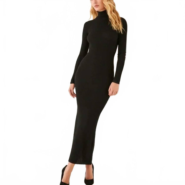 SOMETHING NAVY Turtleneck Open Back Sweater Dress Black Large 2
