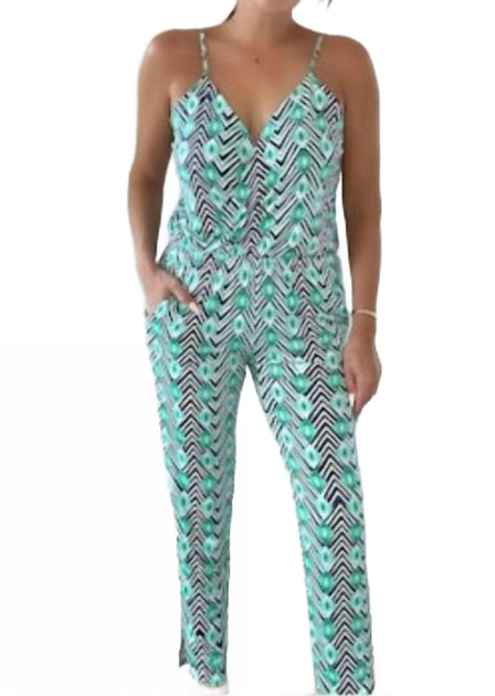 Veronica M Surplice Tank Jumpsuit Bleu Grand 2