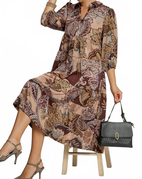 Robe Midi en Satin Imprimé Paisley Umgee Multi Medium 4