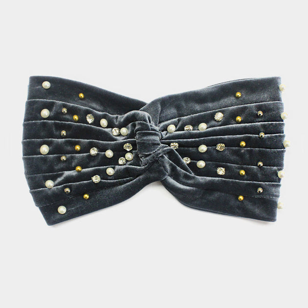 Bandeau Velours Cristal Perles FASHNZFAB Or 4