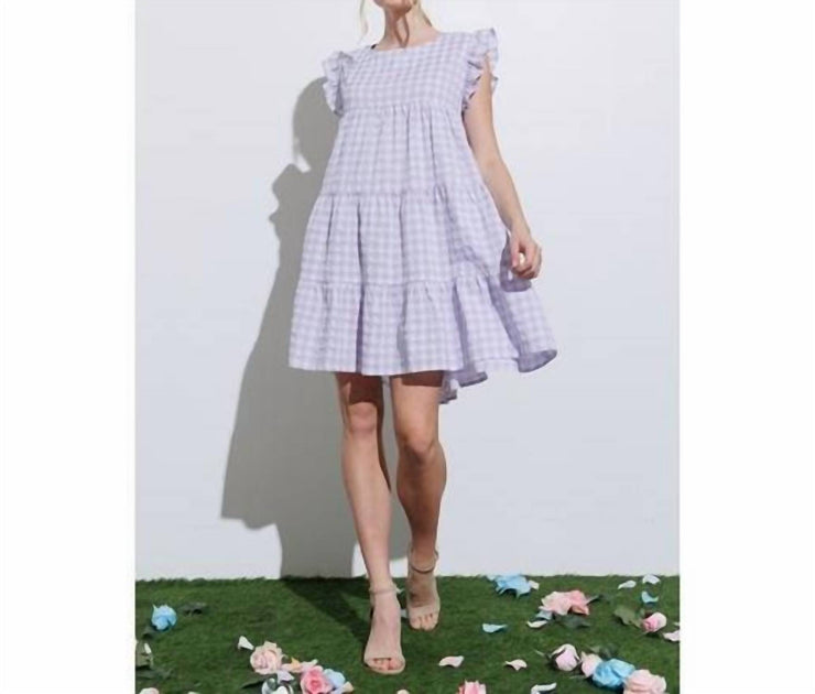 Aaron & Amber Ruffle Dress Purple Large 2