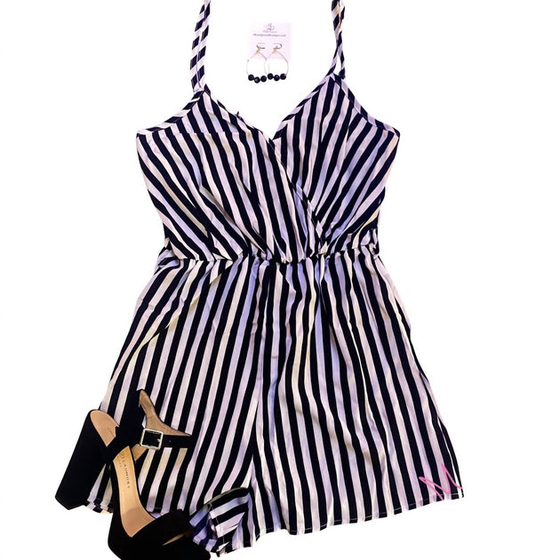 Doublju Bev Gestreifter Jumpsuit Lila Small 2