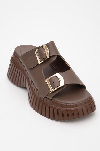 Forever & Always Shoes Joanes Leather Two-Strap Platform Sandal Multi US 8 2