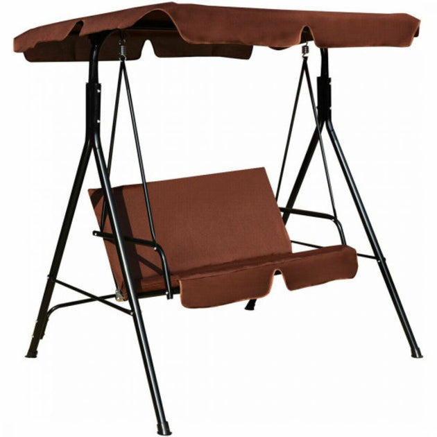 Hivvago Loveseat Patio Swing Glider Brown 3
